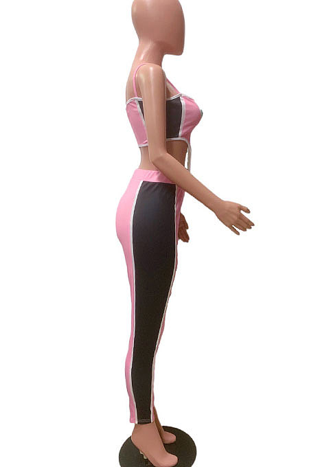 Summer Slip Spliced Colours Cultivate One's Morality Sexy Contrast Color Casual Two-Pieces FM6195