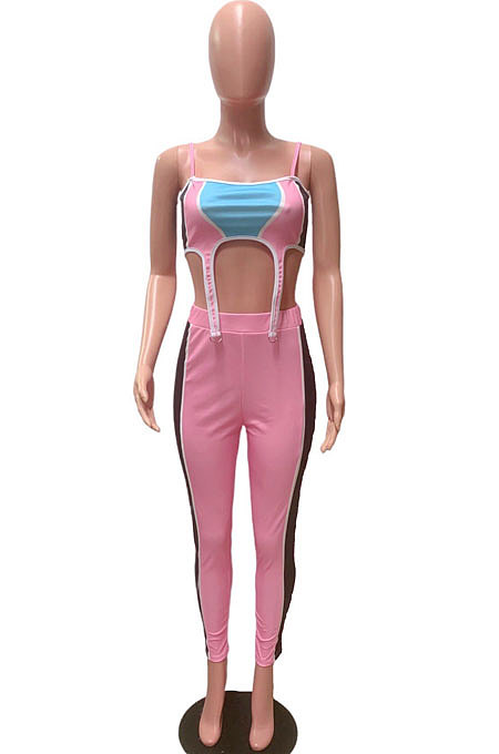 Summer Slip Spliced Colours Cultivate One's Morality Sexy Contrast Color Casual Two-Pieces FM6195
