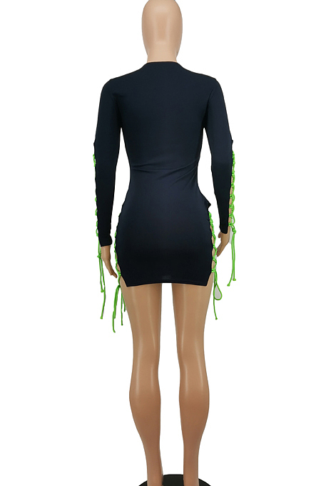 Hollow Out Bandage Prue Color Irregularity Sext Mini Dress SDE2105