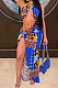 Irregular Open Fork Hang A Neck Midriff Sexy Printing Long Dress DY6645