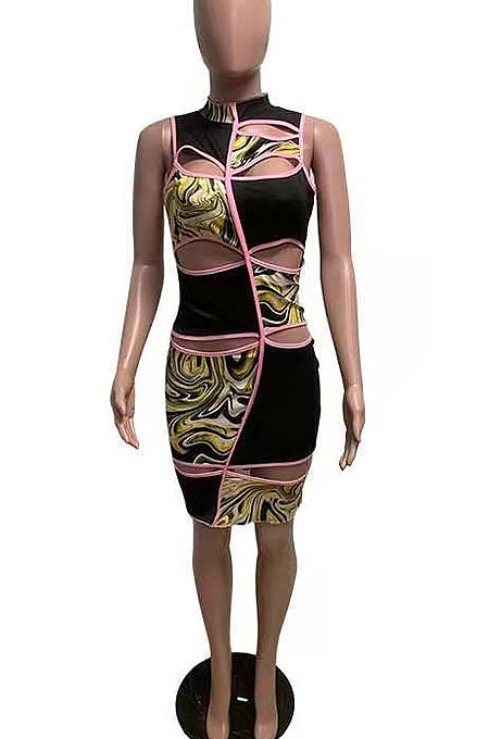 Sexy Club Suits Spliced Brace Mini Dress FA7172