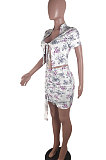 Pure Color Printing Sexy Draw string Skirts Sets BLE2250