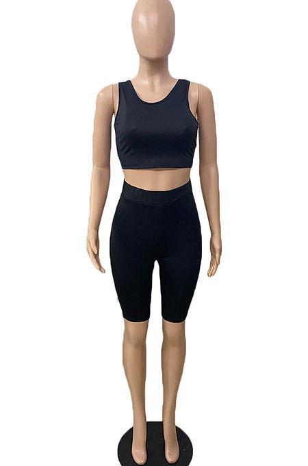 Pure Color Vest Sport Yoga Shorts Sets DY6646