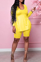 Prue Color Long Slevee Open Fork Short Pants Casual Two-Piece ARM8249