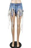 Fashion Stretch Tassel Casual Denim Shorts E8567