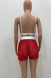 Fashion Sexy Lace Short Sleeve Short Pants Two-Piece YX9272
