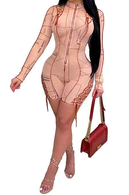 Fashion Sexy Letter Printing Tying Romper Shorts ML7421