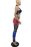 Summer Paisley Print Contrast Color Night Clud Two-Piece YYF8177