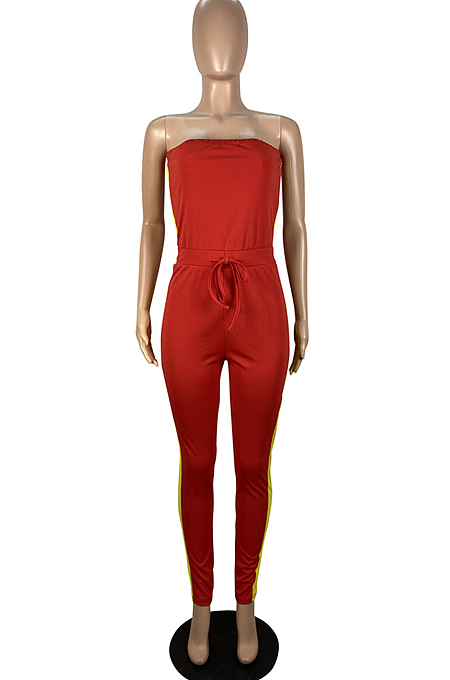 Personality Cultivate One's Morality Mid Waist Bind Jumpsuits LS6389