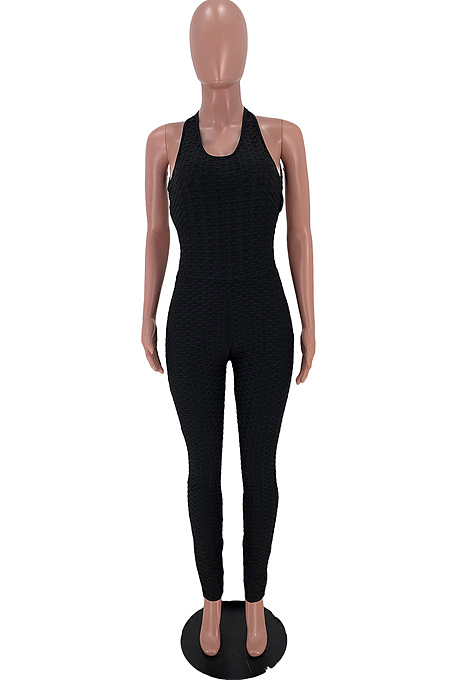 Pineapple Cloth Backless Fold Tight Jumpsuits ARM8251