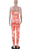 Sexy Slip Bandeau Bra Tie Dye Draw String Ruffle Long Pants Sets MA6670