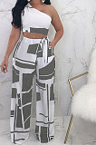 Off Shoulder Bind Rectangles Two-Pieces K6002