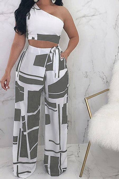 Off Shoulder Bind Rectangles Two-Pieces K6002