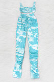 Sexy Slip Bandeau Bra Tie Dye Draw String Ruffle Long Pants Sets MA6670