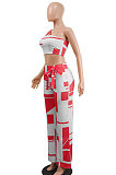 Off Shoulder Bind Rectangles Two-Pieces K6002