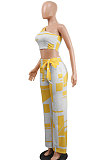 Off Shoulder Bind Rectangles Two-Pieces K6002