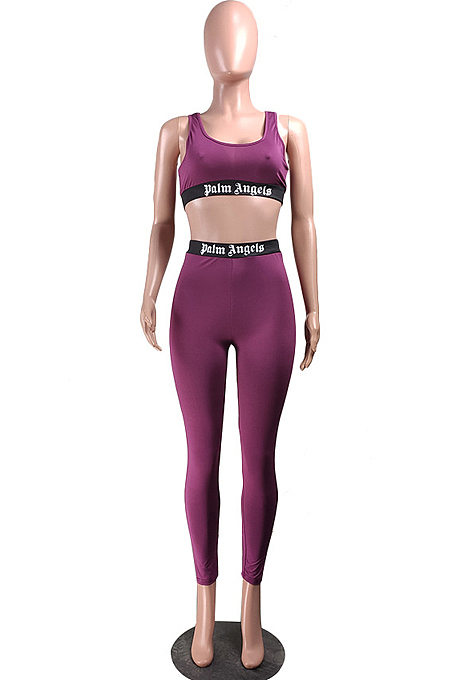 Fashion Casual Positioning Letter Sleeveless Long Pant Two-Piece RZ1054