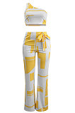 Off Shoulder Bind Rectangles Two-Pieces K6002