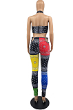 Summer Paisley Print Contrast Color Night Clud Two-Piece YYF8177