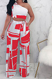 Off Shoulder Bind Rectangles Two-Pieces K6002