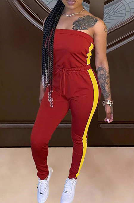 Personality Cultivate One's Morality Mid Waist Bind Jumpsuits LS6389
