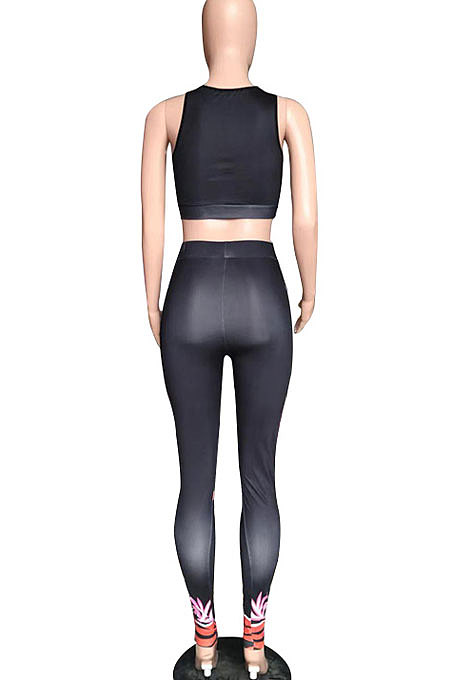 Casual High Elastic Tight Printing Pants Sets WXY8833