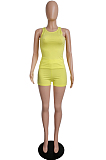 Casual Prue Color Vest T-Shirt Short Pants Two-Piece LML201