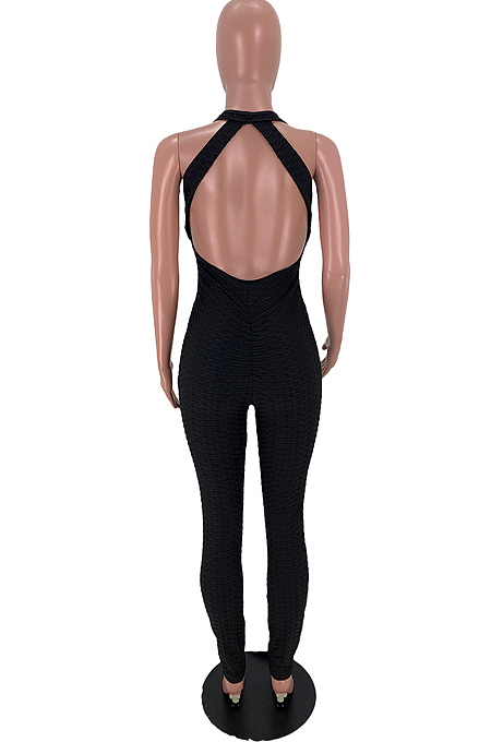 Pineapple Cloth Backless Fold Tight Jumpsuits ARM8251