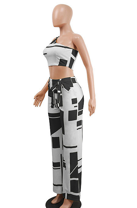 Off Shoulder Bind Rectangles Two-Pieces K6002