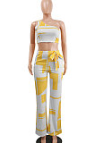 Off Shoulder Bind Rectangles Two-Pieces K6002