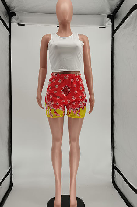 Fashion Casual Sleeveless Positioning Printing Shorts Sets SMY8073