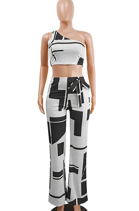 Off Shoulder Bind Rectangles Two-Pieces K6002