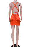 Sexy Reflective Fabric V Neck Ruffle Backless Mini Dress GL6363