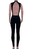 Fashion Casual Chest Eyelet Bind Sexy Backless Bodycon Jumpsuits MDF5216