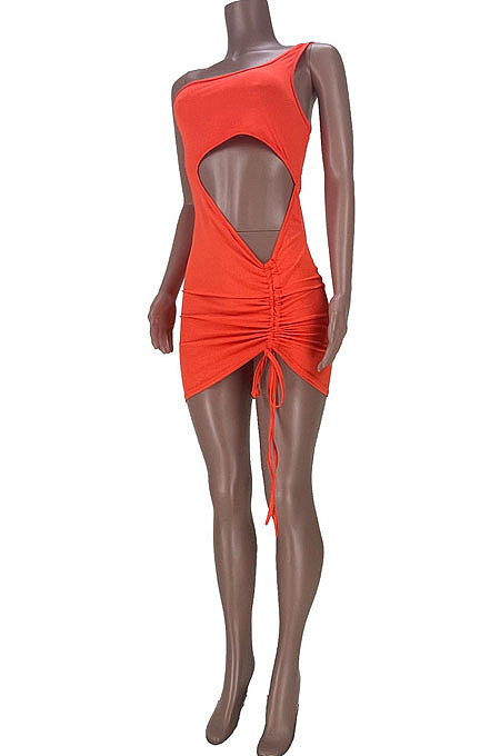 Trendy Casual Women Bind Hollow Out Ruffle Mini Dress MDF5217