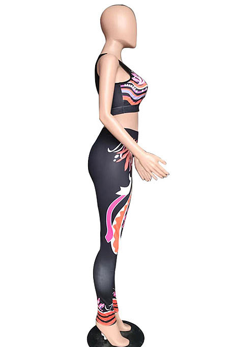 Casual High Elastic Tight Printing Pants Sets WXY8833