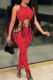 Digital Printing Sleeveless Long Pants Hollow Out Sexy Two-Piece ARM8253