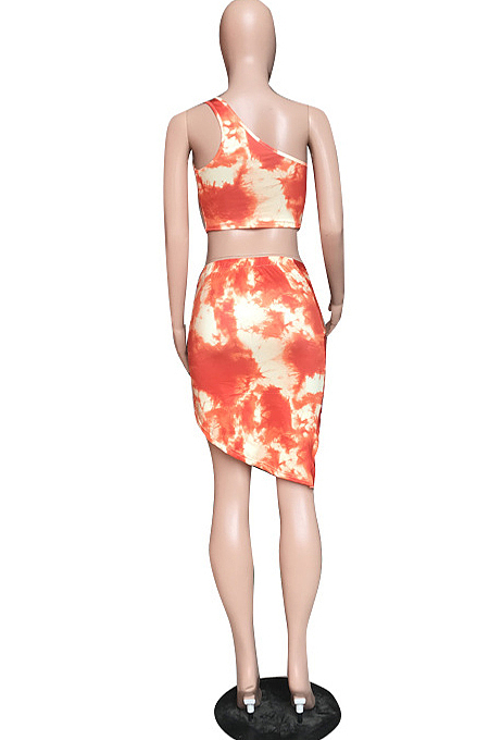 One Shoulder Tie Dye Under The Cloak Two-Piece HYY8057