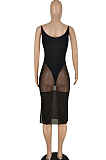 Fashion Sexy Sling Net Yarn V Neck Dresses YYZ531