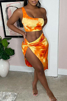 One Shoulder Tie Dye Under The Cloak Two-Piece HYY8057