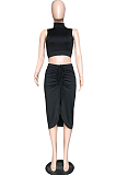 Fashion Prue Color Skirts Slotted Sleeveless Two-Piece HYY8058