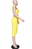 Fashion Prue Color Skirts Slotted Sleeveless Two-Piece HYY8058