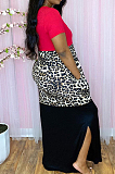 Sexy Three Color Spliced Leopard Print Head Open Fork Dresses HG097