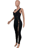 Sexy Prue Color Eyelet Bind Zipper Jumpsuits HG099