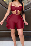 Women Slip Shorts Sets Spring Summer Midriff Backless Sport Two-Pieces WMZ2419
