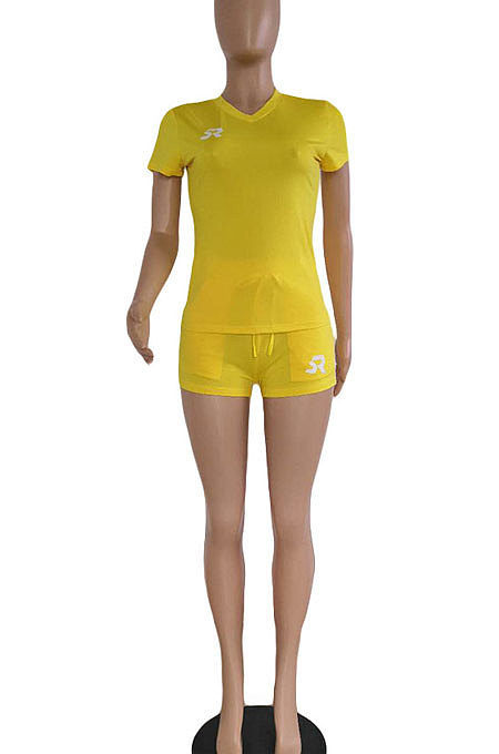 Women Letter Casual Short Sleeve Shorts Two-Pieces DY6605