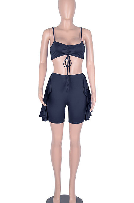 Women Slip Shorts Sets Spring Summer Midriff Backless Sport Two-Pieces WMZ2419