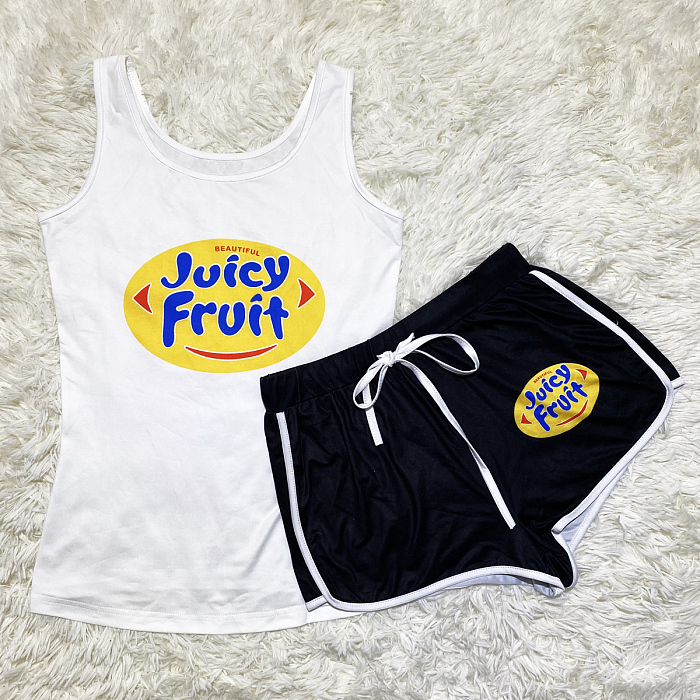 Sexy Pattern Print Vest Shorts Two-Piece SDD9347