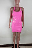 Sexy Tight Package Buttocks Leather Mini Dress ABL6650