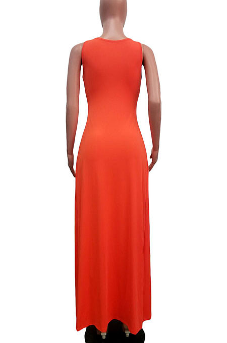 Sexy Side Open Fork Pure Color Long Dress SN043